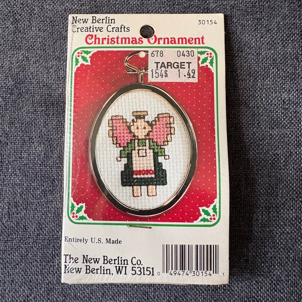 Country Angel Christmas Ornament Vintage Counted Cross Stitch Kit by New Berlin